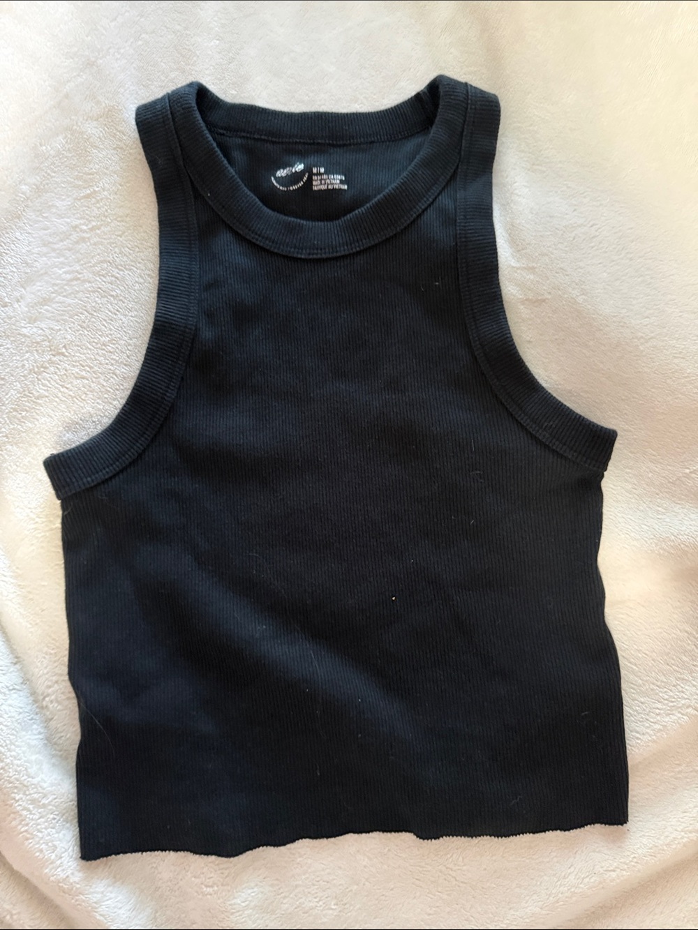 aerie Black Ribbed Crewneck Tank